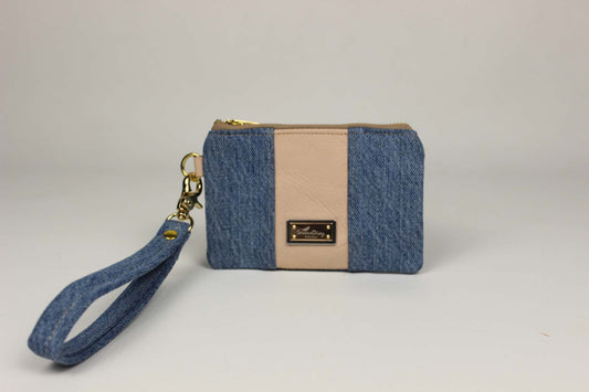 Wristlet Card Holder - Black & Chocolate Brown Serene Diaz Collection Card Holder 39.00 Serene Diaz Denim & Tan Leather
