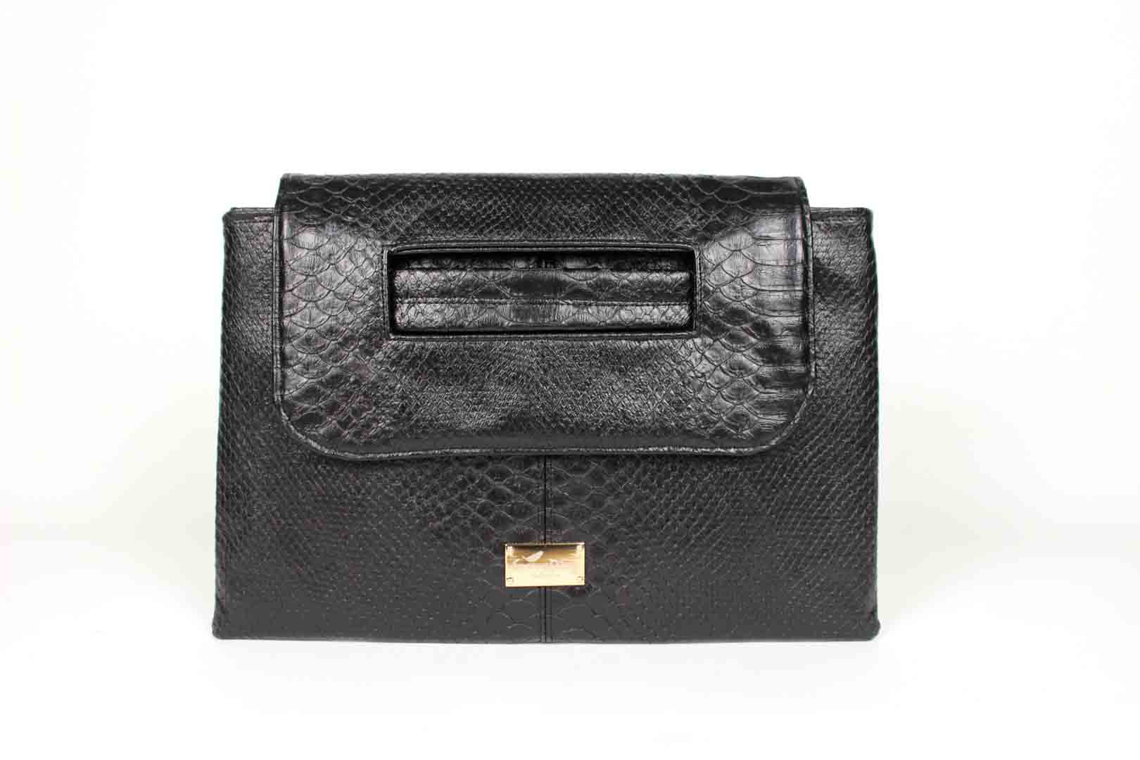 Portfolio Clutch (Black Snake Embossed) Serene Diaz Collection
