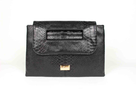 Portfolio Clutch (Black Snake Embossed) Serene Diaz Collection