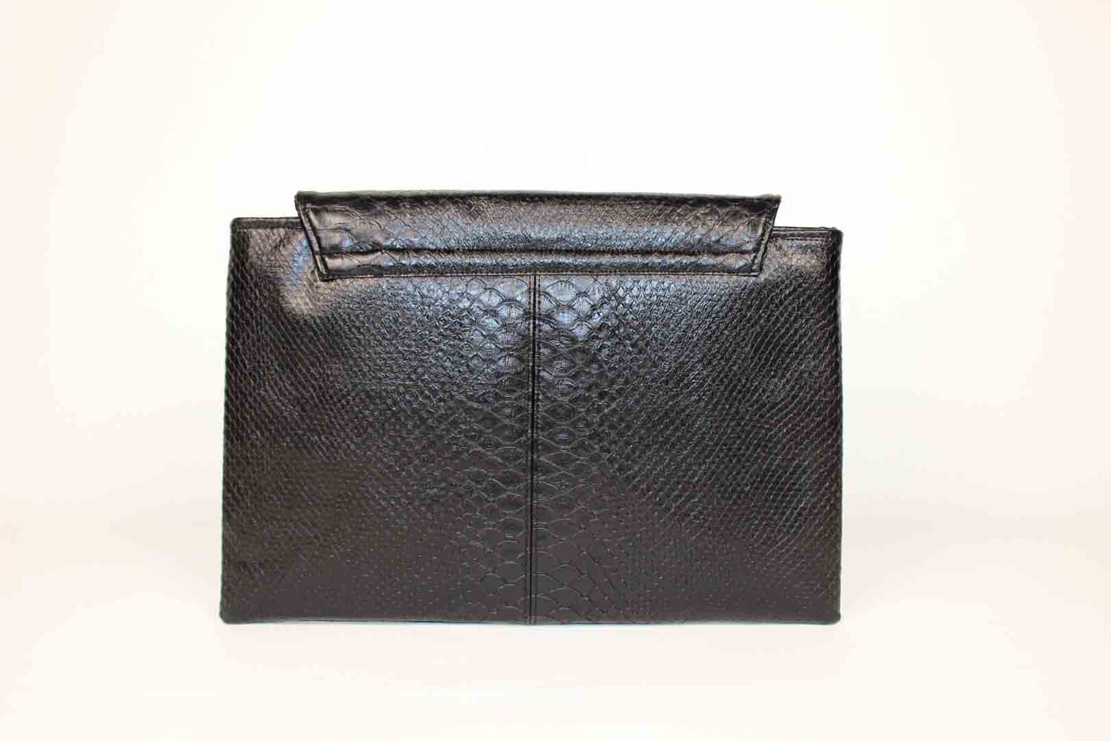 Portfolio Clutch (Black Snake Embossed) Serene Diaz Collection