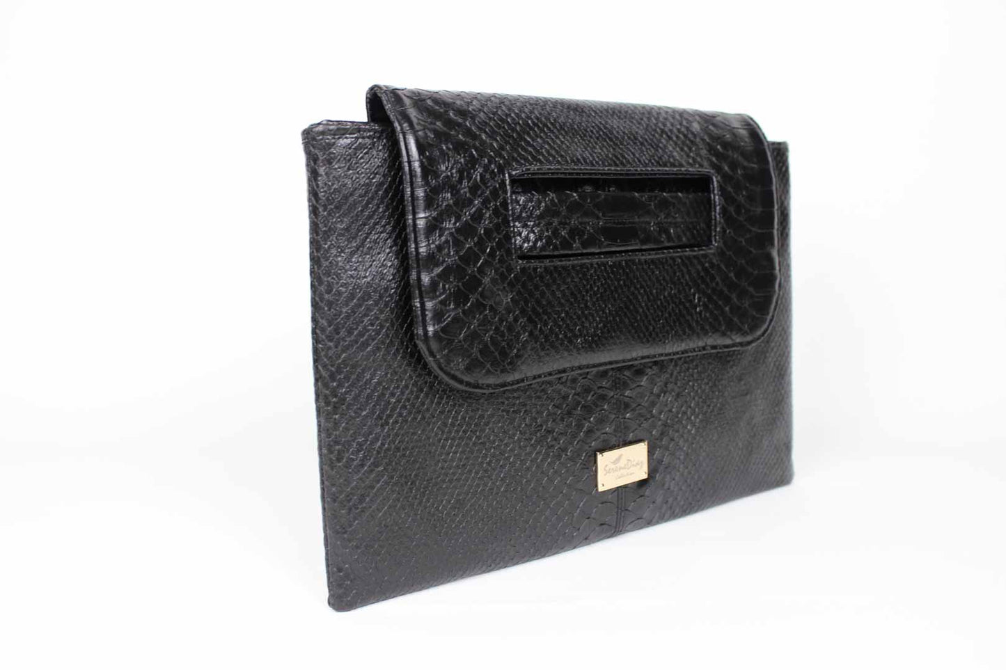 Portfolio Clutch (Black Snake Embossed) Serene Diaz Collection