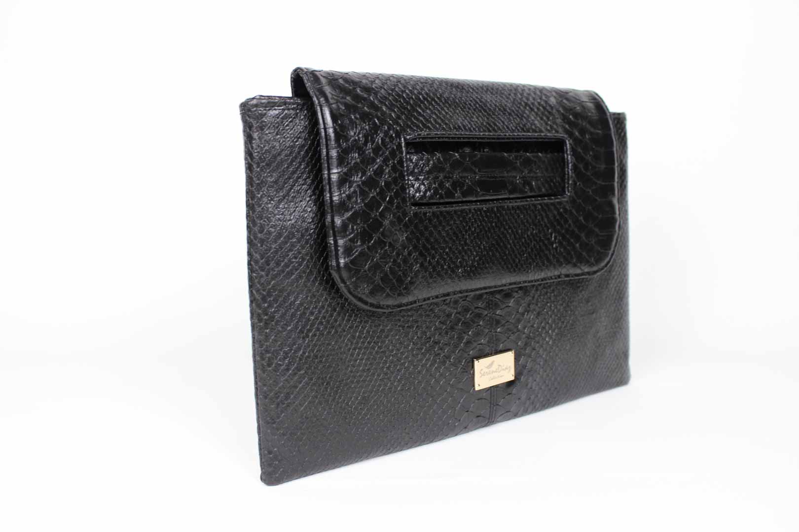 Portfolio Clutch (Black Snake Embossed) Serene Diaz Collection