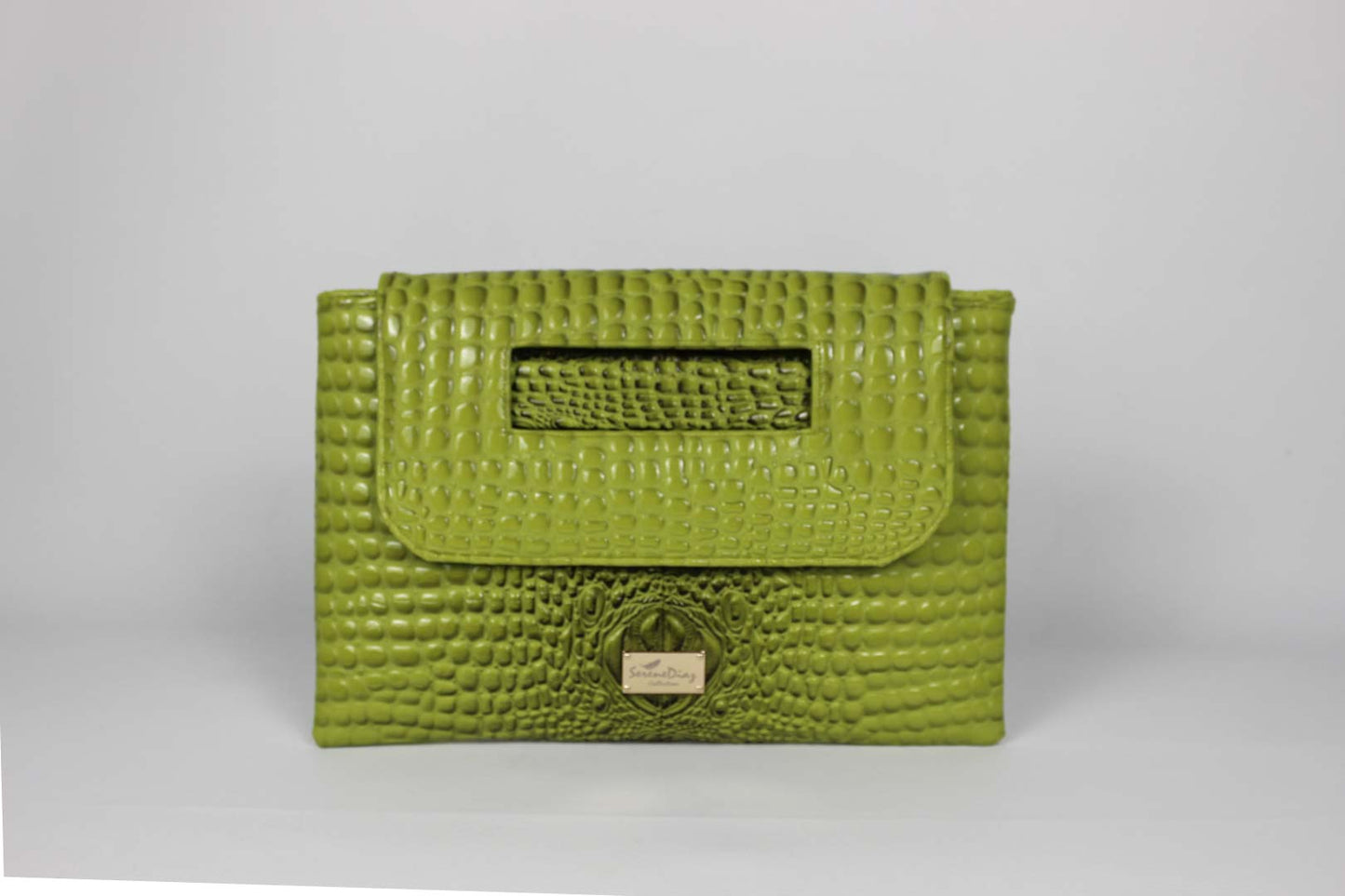Portfolio Clutch (Green Croc Embossed) Serene Diaz Collection