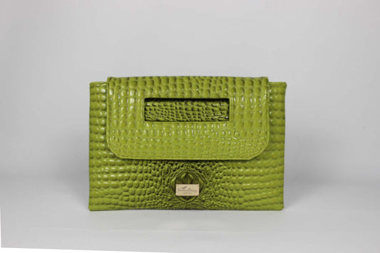 Portfolio Clutch (Green Croc Embossed) Serene Diaz Collection