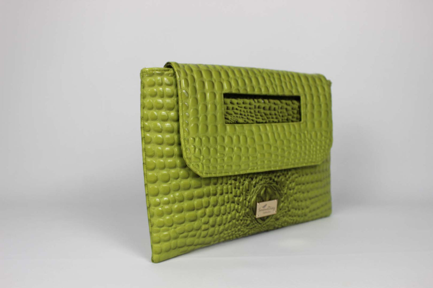 Portfolio Clutch (Green Croc Embossed) Serene Diaz Collection