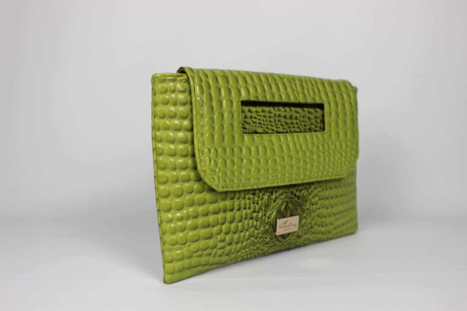 Portfolio Clutch (Green Croc Embossed) Serene Diaz Collection